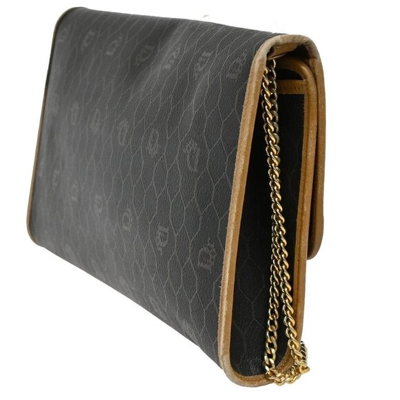 CHRISTIAN DIOR Logos Honeycomb Chain Shoulder Bag PVC Leather Brown Gold 69EF575 - Picture 3 of 13